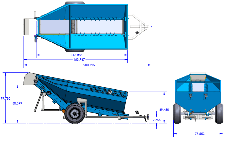 Drawing of nut cart with dimensions